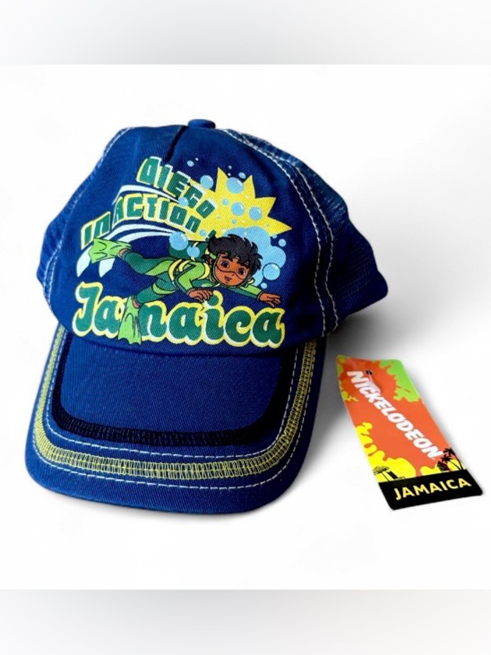 Vintage Nickelodeon Diego “Diego In Action Jamaica” Kids Trucker Hat NWT cap